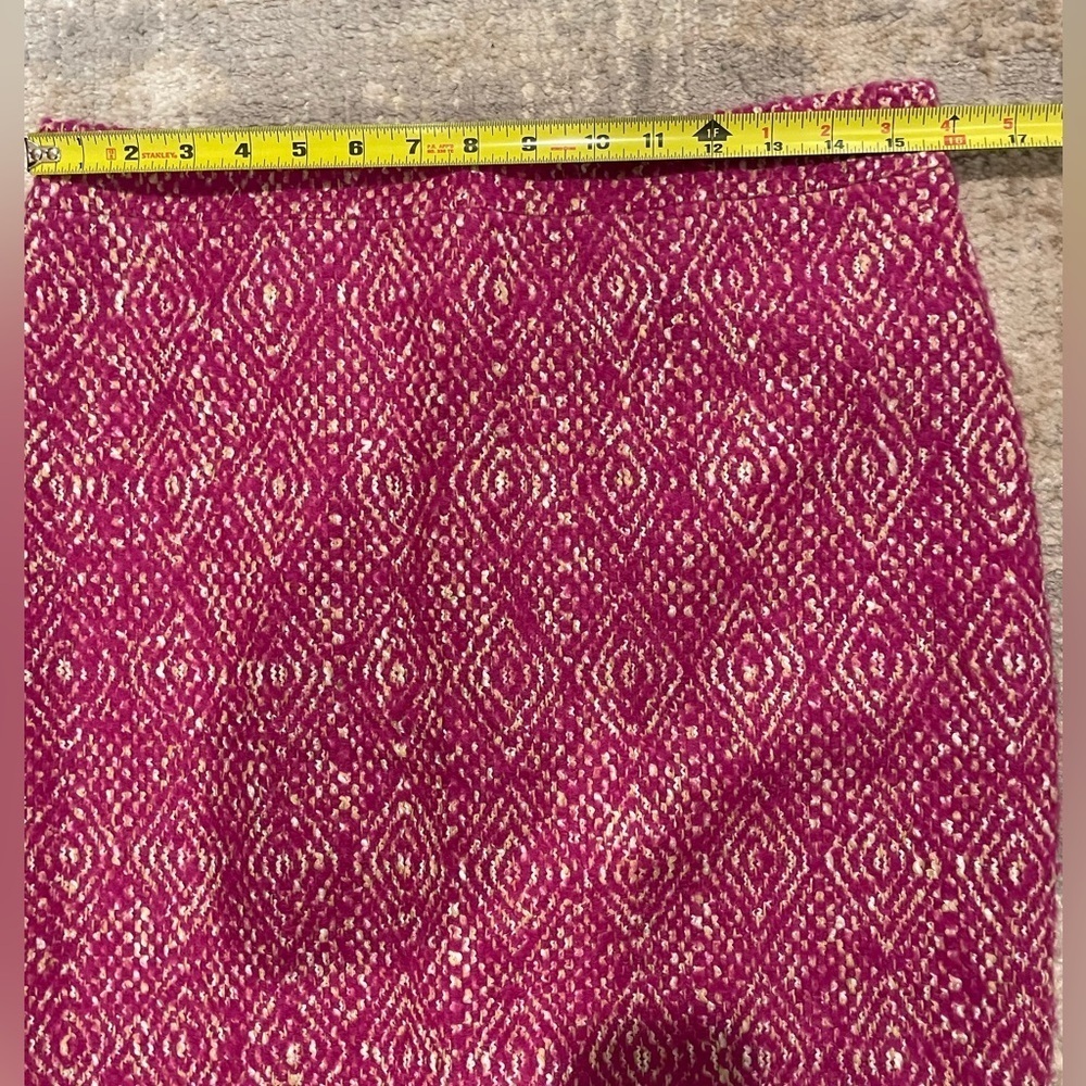 J Crew No 2 Pencil Pink Tweed Lined Skirt Diamond Design Women Size 8 Wool Blend - Picture 4 of 11